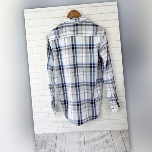 Wrangler Jeans Co Blue Gray Button Up Shirt Men's Small - Picture 3 of 3